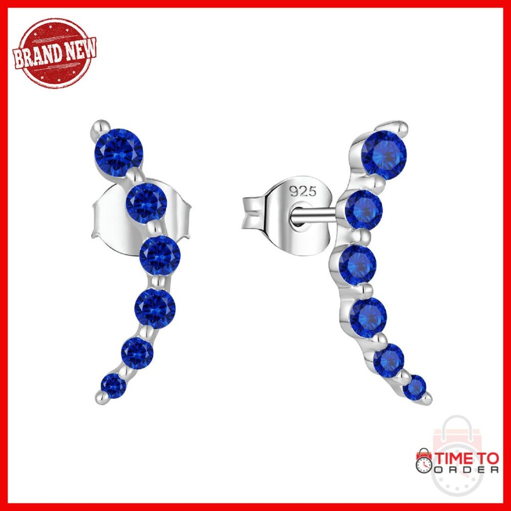 925 Sterling Silver Climber Ear Crawler Stud Earrings 17.5mm